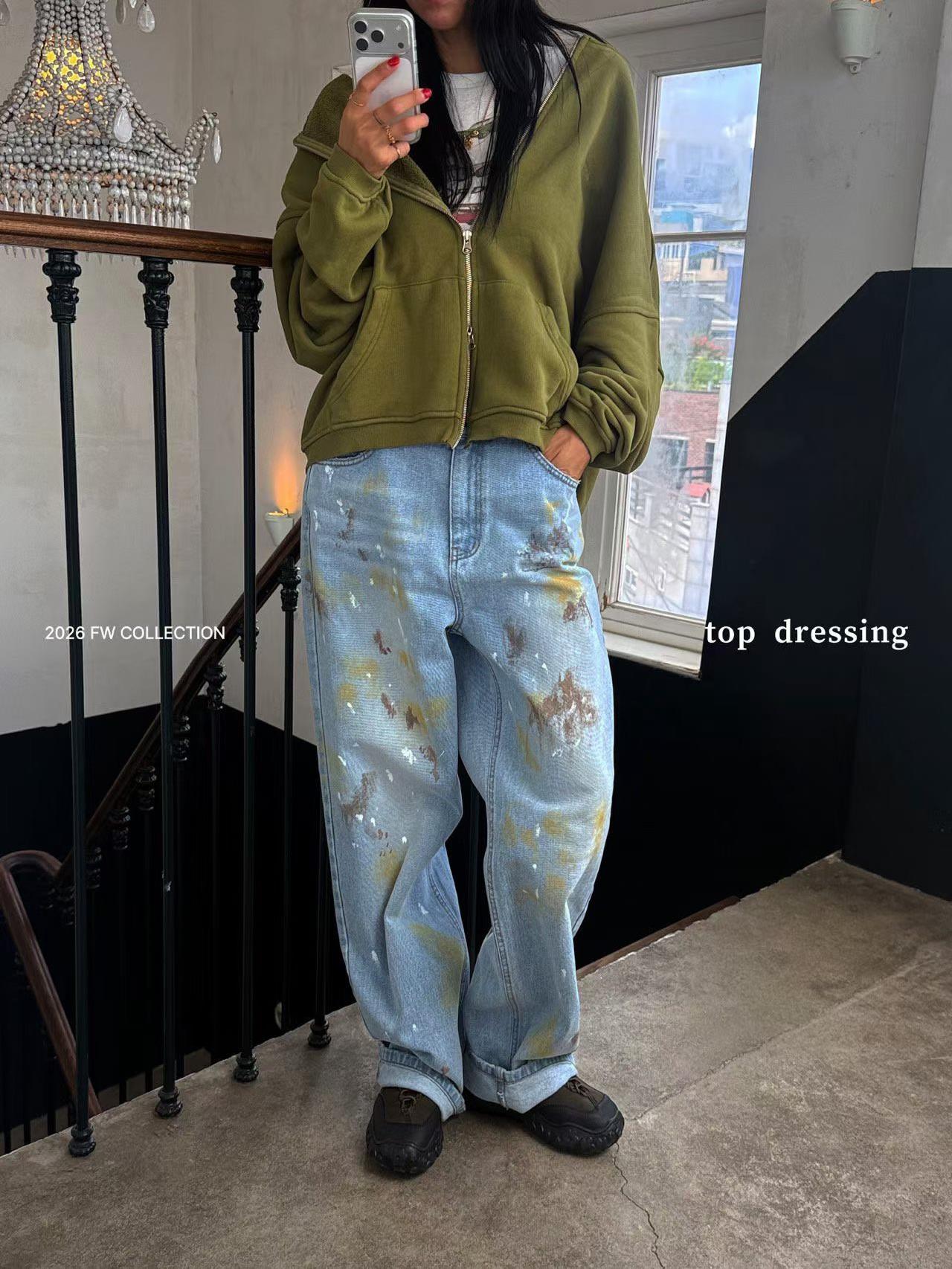 落肩毛巾布連帽外套